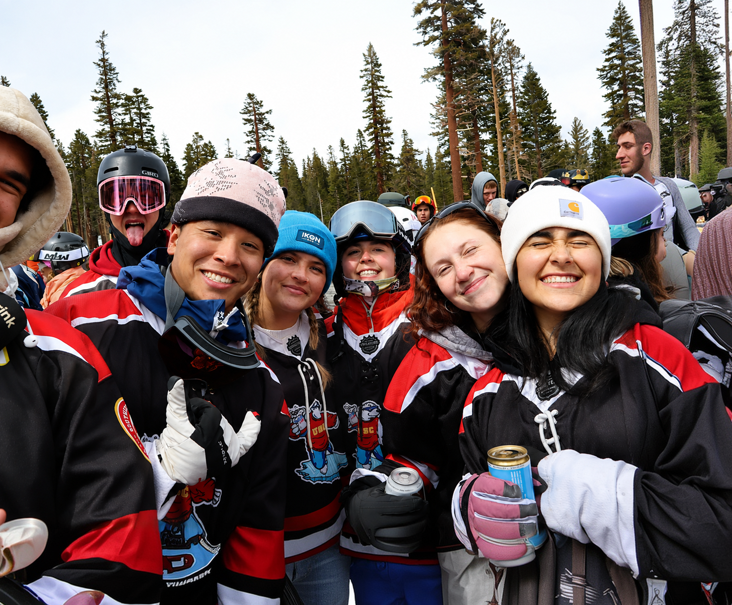 USC Snow Club members on the mountain